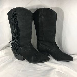 🐴 NICE BLACK SUEDE MAINE WOODS COWBOY BOOTS🐴